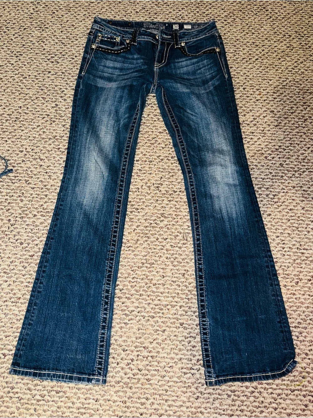 Miss Me Dark Blue Faded Bootcut Jeans